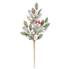 Artificial Christmas arrangement with green leaves, and red berries, on a white background