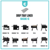 Drip tray liner size C for various grill models on a white background