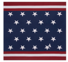 American flag patterned napkin with white stars on a blue field and red and white stripes.