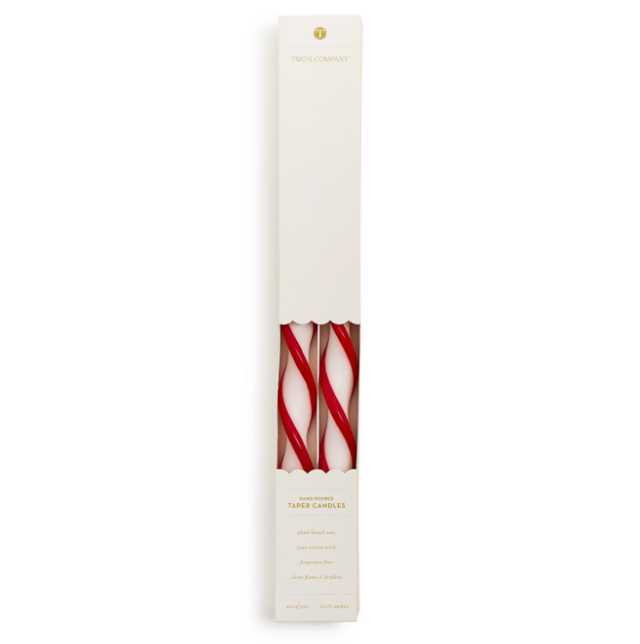 Pack of red and white candles in a white box on a white background