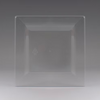 Clear plastic square plate on a gray background