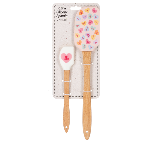 Two silicone spatulas with wooden handles on a white background