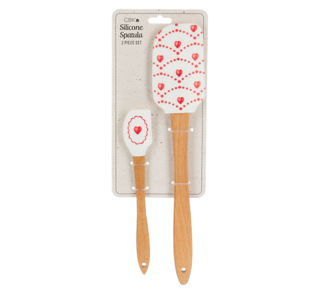 Two silicone spatulas with wooden handles on a white background