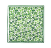 Green and white patterned scarf with clover leaves on a white background