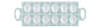 Blue gingham deviled egg tray with white wells on a white background