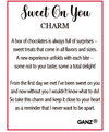 Text message with 'Sweet On You Charm' and GANZ branding