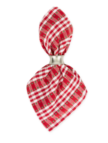 Jingle Bell Dobby Plaid Napkin Set of Four
