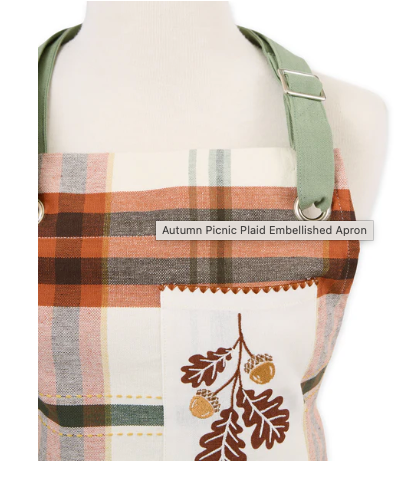 Autumn Picnic Plaid Embellished Apron