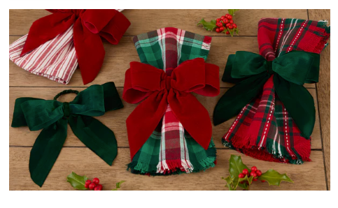 Green Velvet Bow Napkin Ring
