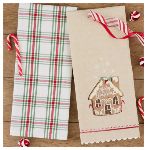 Merry Christmas Gingerbread Dishtowel, Set of Two