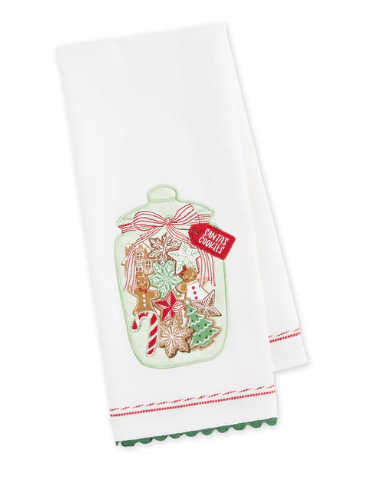 Santa's Cookie Jar Embellished Dishtowel