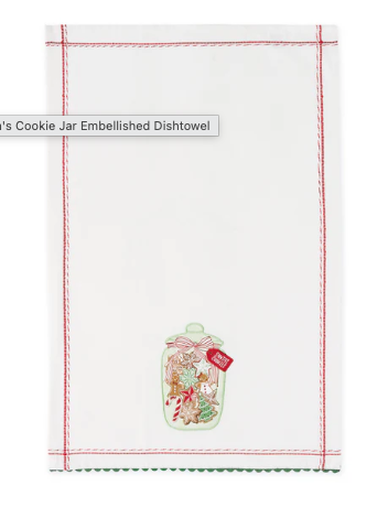 Santa's Cookie Jar Embellished Dishtowel