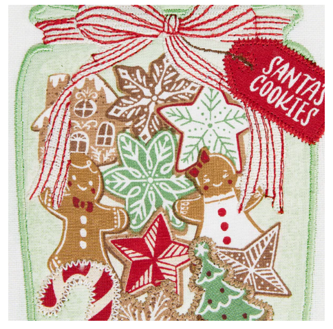 Santa's Cookie Jar Embellished Dishtowel