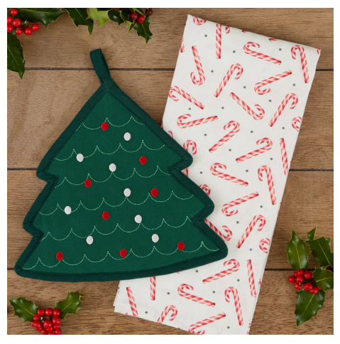 Christmas Tree Potholder & Dishtowel Gift Set