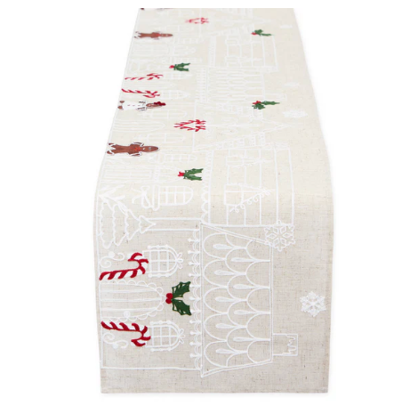 Gingerbread Town Embellished Table Runner