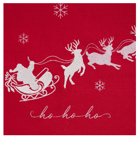 Santa's Sleigh Embellished Dishtowel