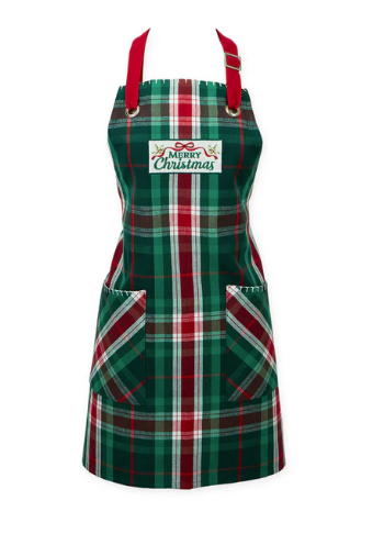 Merry Christmas Plaid Apron