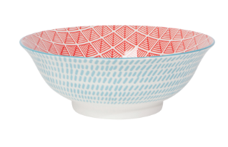 Blue Red Dash Stamped Bowl