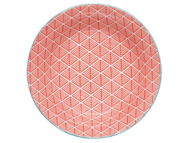 Blue Red Dash Stamped Bowl