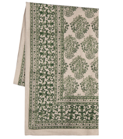Viridian Block Print Tablecloth