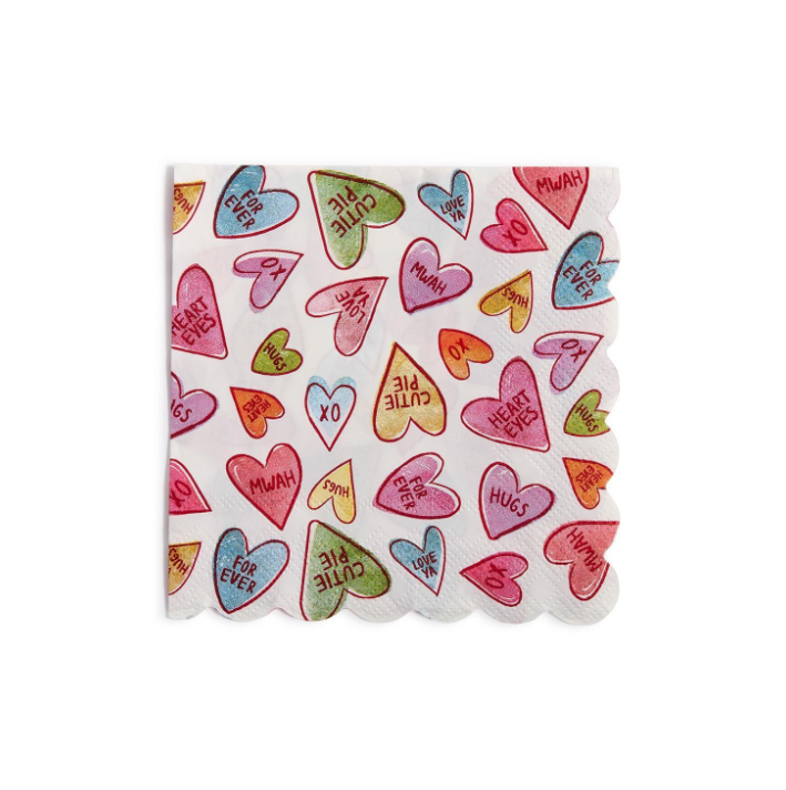 Conversation Heart Paper Cocktail Napkin