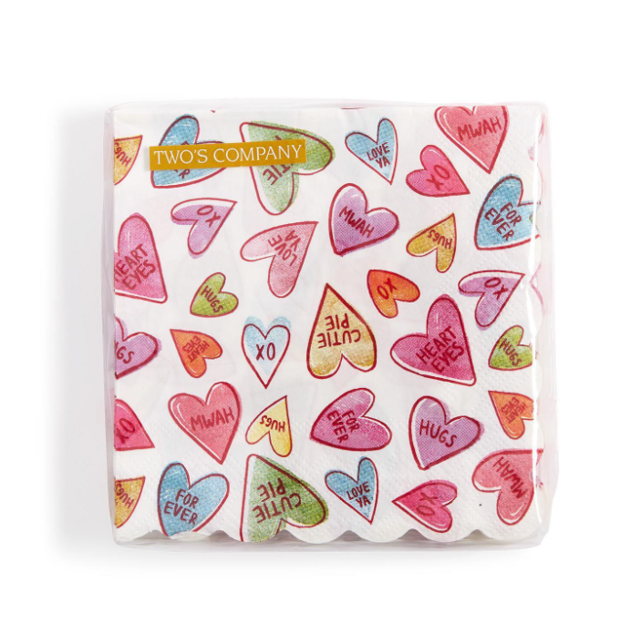 Conversation Heart Paper Cocktail Napkin