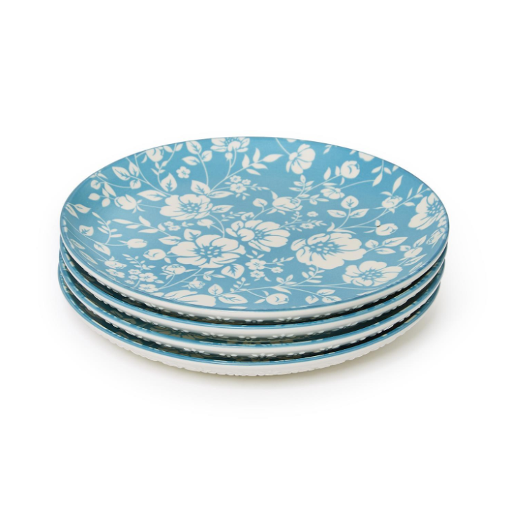 Cottage Blue Floral Bouquet Print Salat Plate