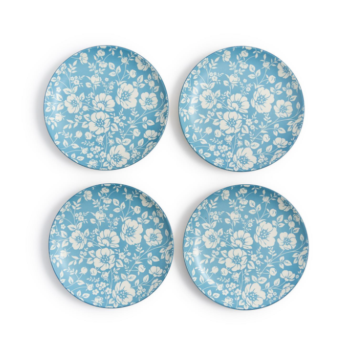 Cottage Blue Floral Bouquet Print Salat Plate