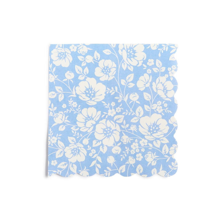 Blue Floral Bouquet 3-Ply Cocktail Napkin