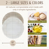 Product packaging with natural ingredients and size details on a white background