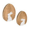 Wood Egg with Ceramic Bunny