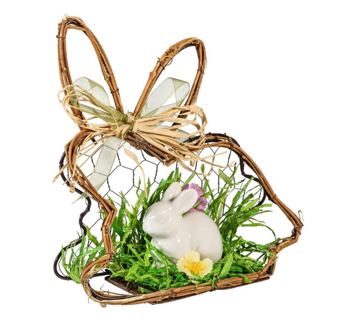 Faux Floral Table Decor  Bunny with Floral