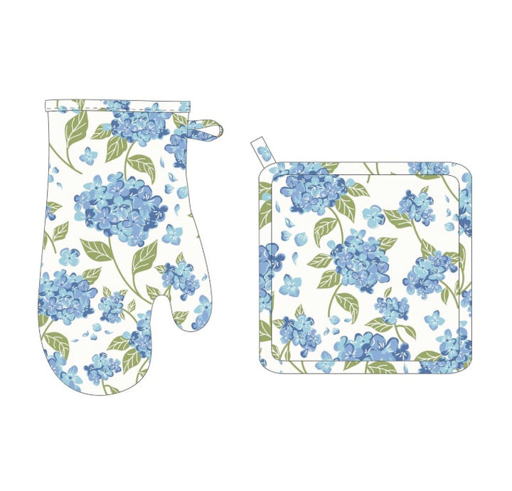 Hydrangea Oven Mitt & Pot Holder Set