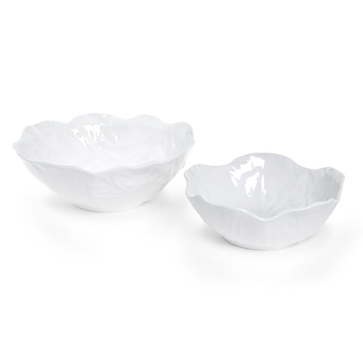 White Cabbage Patterned Serving Bowl
