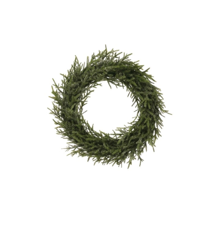 16-1/2" Round Faux Pine Wreath, Ice