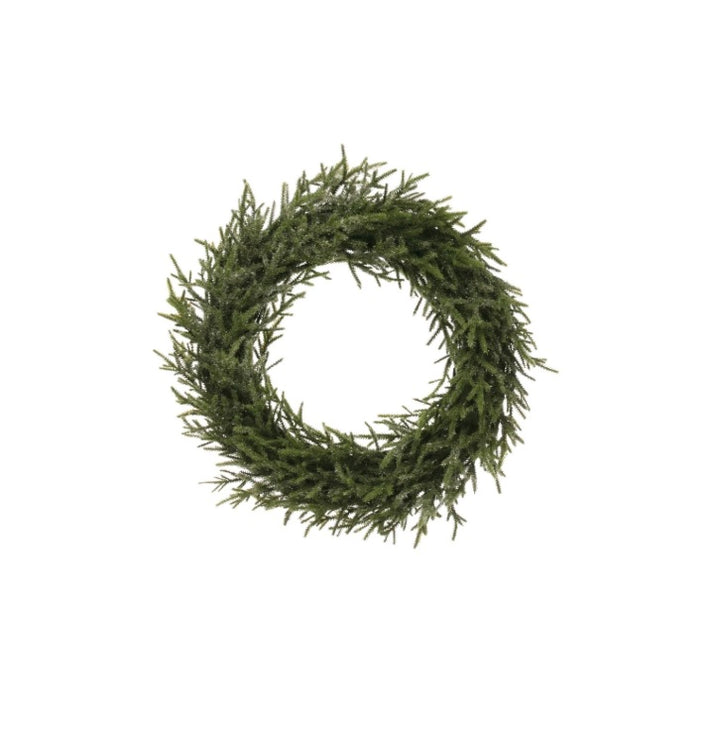 16-1/2" Round Faux Pine Wreath, Ice
