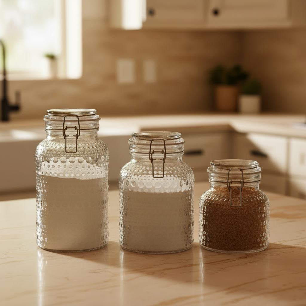 Halo Bail & Trig Glass Canisters