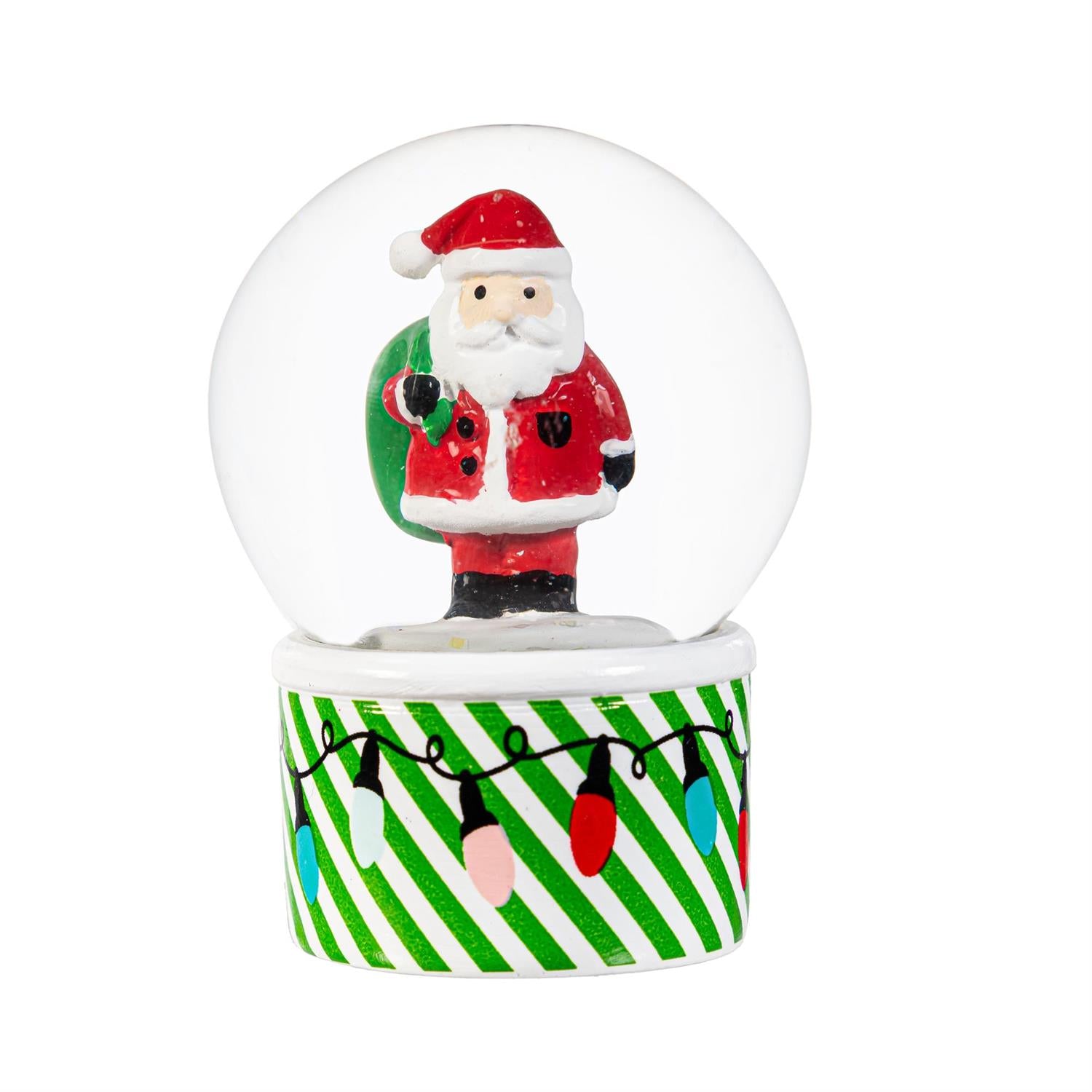 Christmas snow globe with Santa Claus figure on a white background