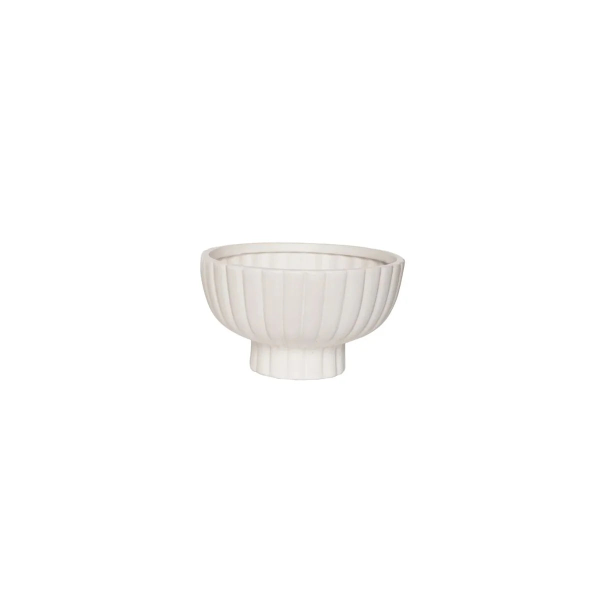 White Fluted Pedestal Bowl s/2