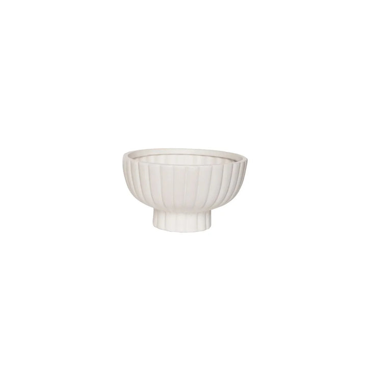 White Fluted Pedestal Bowl s/2