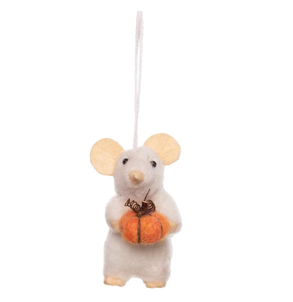 Ornament Mouse w/Pumpkin