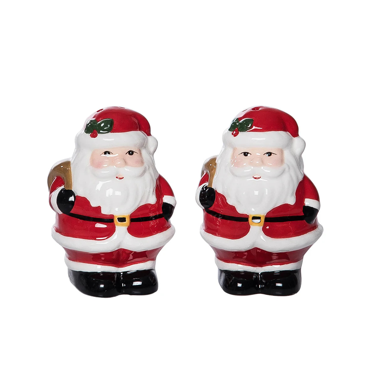Santa Clause salt and pepper shaker on a white background