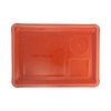 Red lunch tray with compartments on a white background