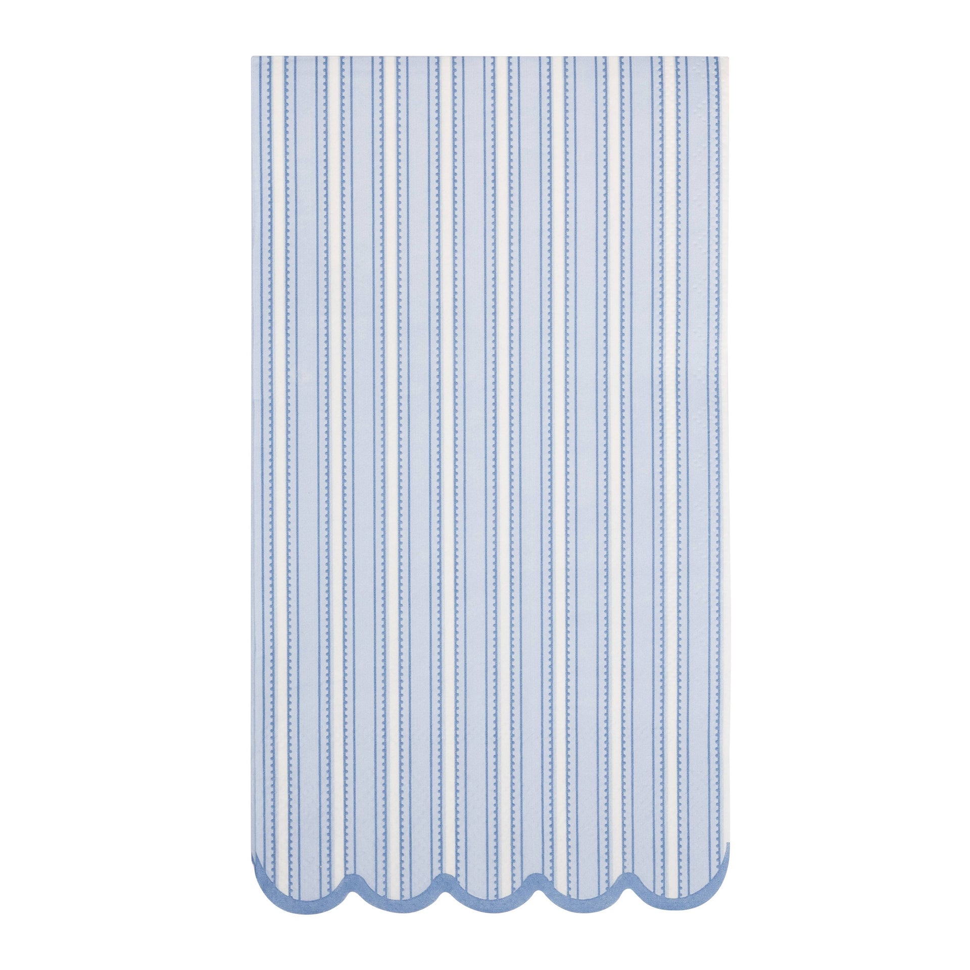 Blue and white striped napkin on a white background