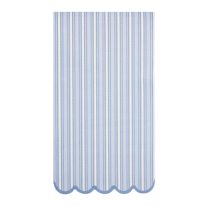 Blue and white striped napkin on a white background