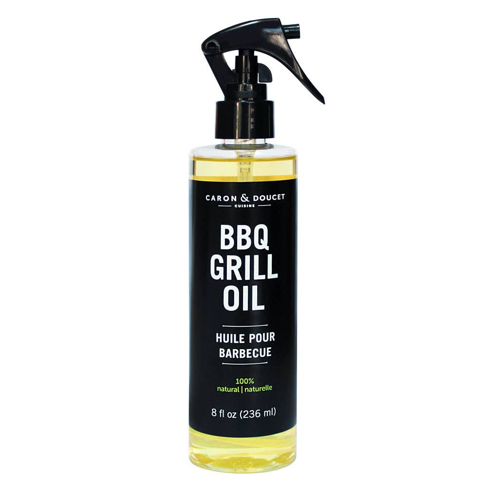 Bottle of Caron & Doucet BBQ Grill Oil on a white background