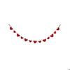 A red heart garland made of small hanging heart-shaped ornaments strung along a thin cord, shown against a plain white background.