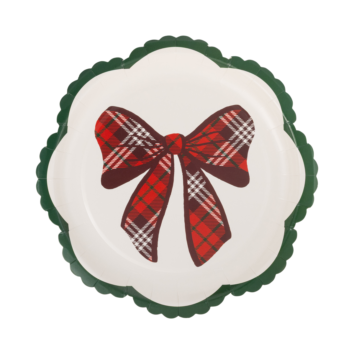 Plaid Bow Christmas 8" Paper Salad Plates