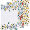 Set of three kitchen towels with floral and hummingbird pattern on a white background