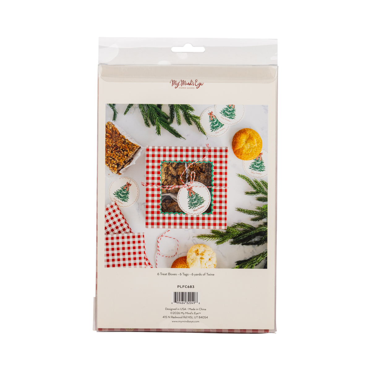 Red Gingham Window Cookie Boxes with Christmas Tree Tags